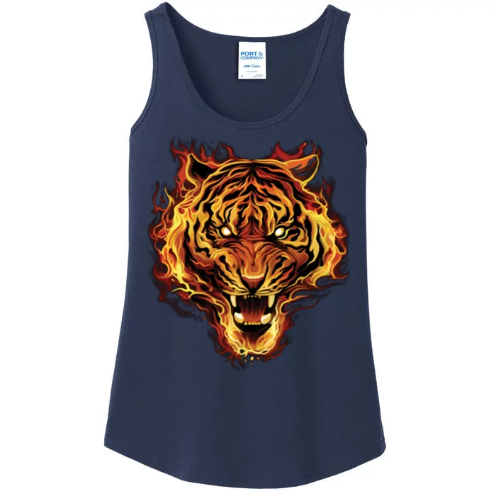 Flaming Tiger Fire Ladies Essential Tank