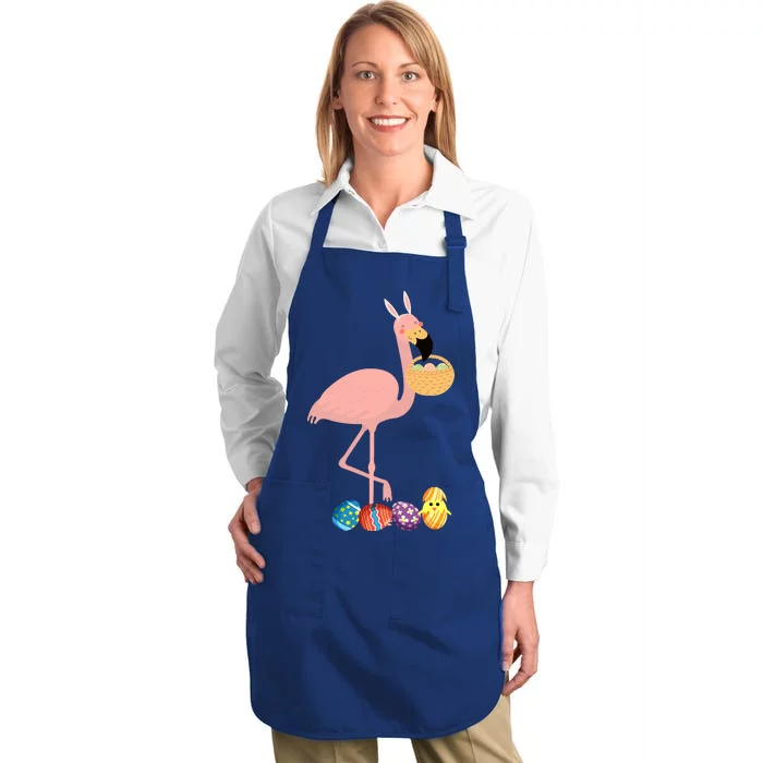 Flamingo Easter Egg Full-Length Apron With Pocket