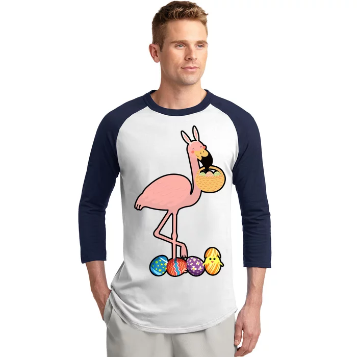 Flamingo Easter Egg Baseball Sleeve Shirt