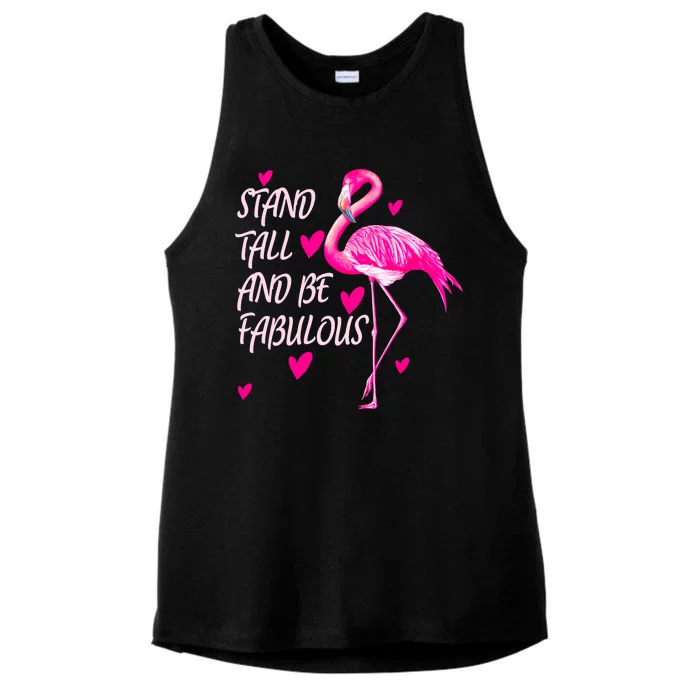 Flamingo Stand Tall And Be Fabulous Ladies Tri-Blend Wicking Tank