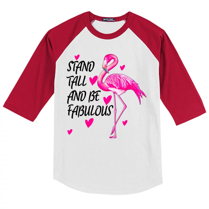 Flamingo Stand Tall And Be Fabulous Kids Colorblock Raglan Jersey