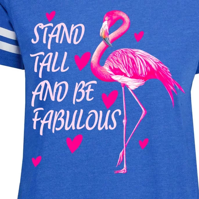 Flamingo Stand Tall And Be Fabulous Enza Ladies Jersey Football T-Shirt