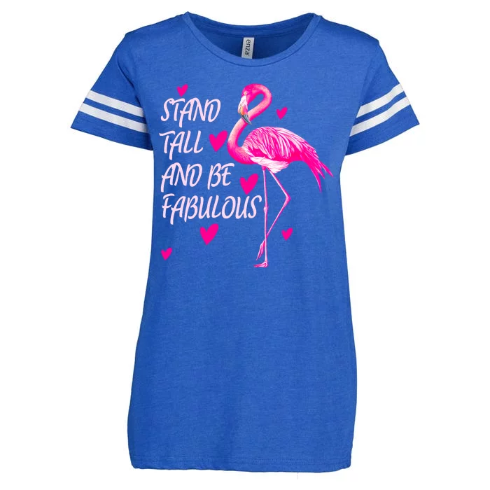 Flamingo Stand Tall And Be Fabulous Enza Ladies Jersey Football T-Shirt