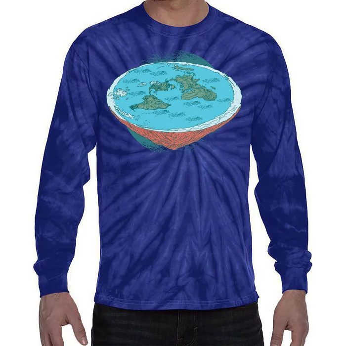 Flat Earth Theory Tie-Dye Long Sleeve Shirt