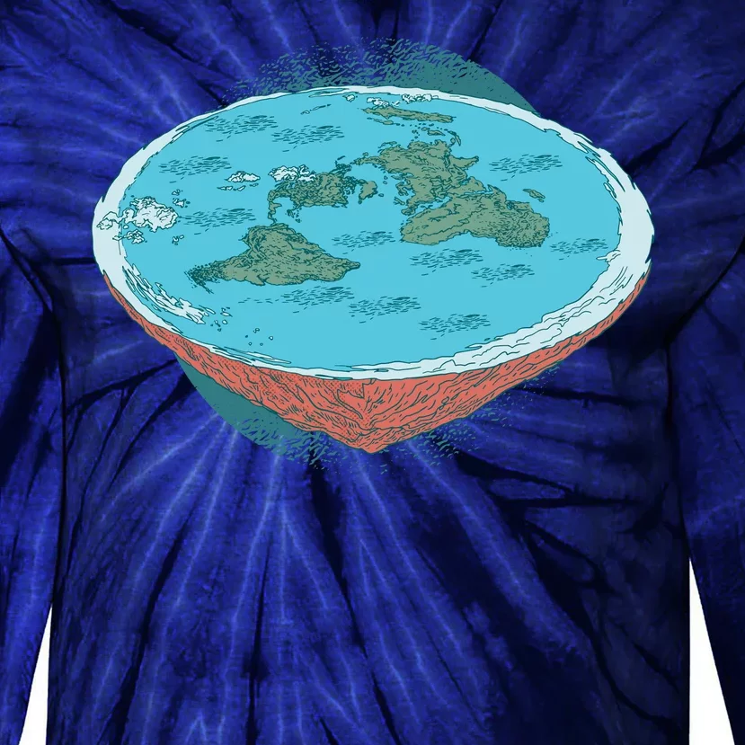 Flat Earth Theory Tie-Dye Long Sleeve Shirt