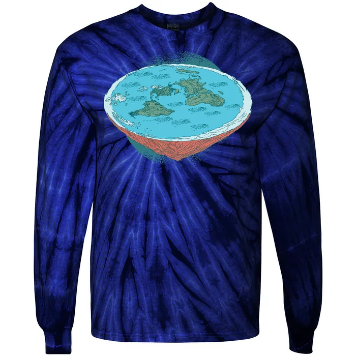 Flat Earth Theory Tie-Dye Long Sleeve Shirt