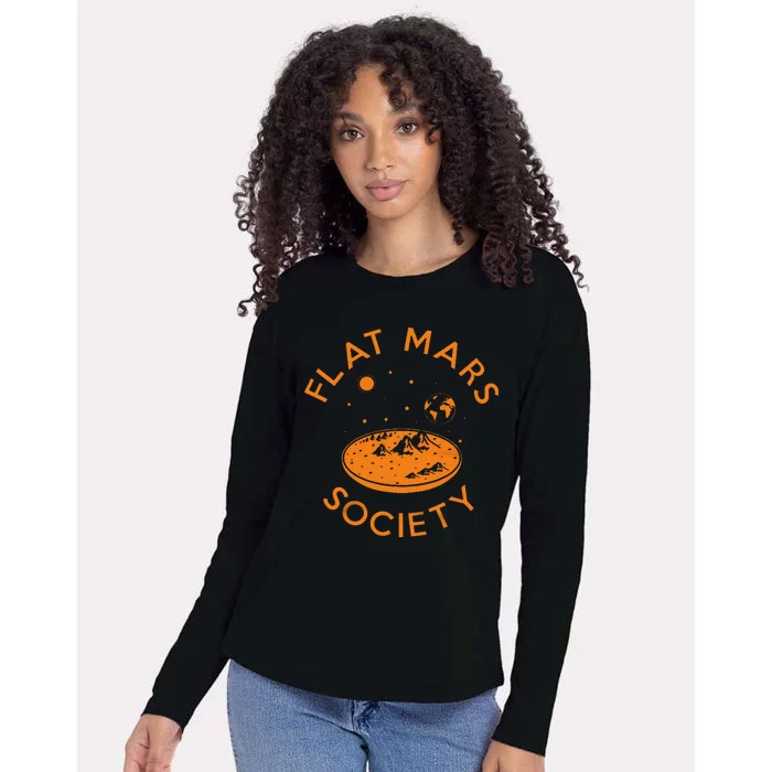 Flat Mars Society Womens Cotton Relaxed Long Sleeve T-Shirt