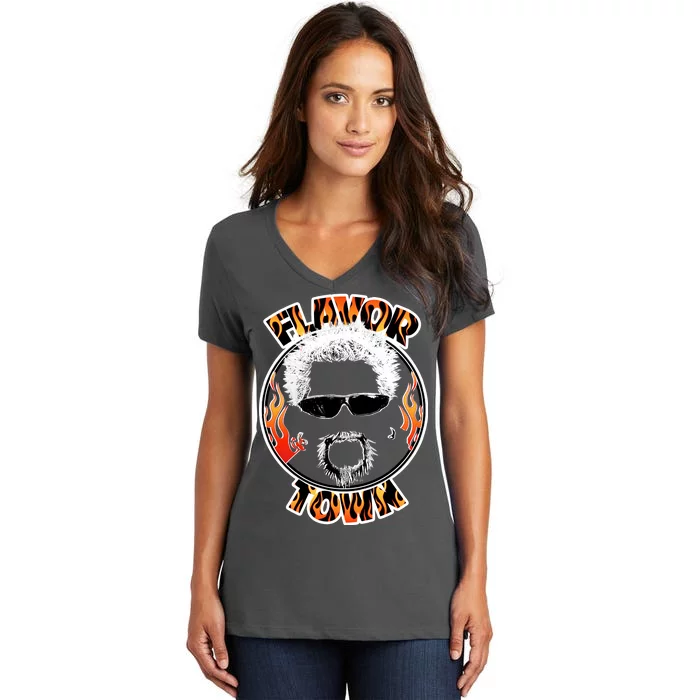 Flavor Town Cooking Guy Women's V-Neck T-Shirt