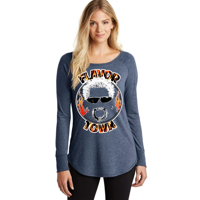 Flavor Town Cooking Guy Women's Perfect Tri Tunic Long Sleeve Shirt