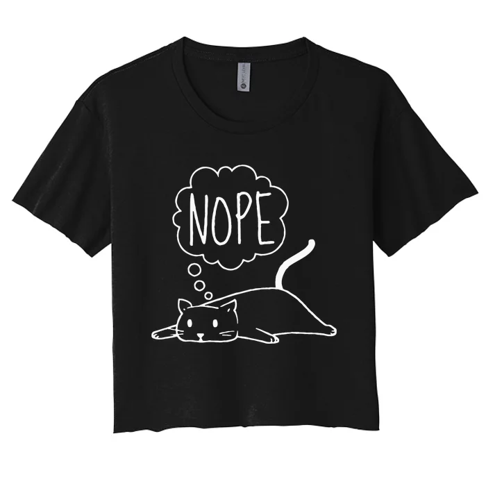 Funny Lazy Bored Cat For Cat Mom Cat Dad Cat Lover No Meme Women's Crop Top Tee