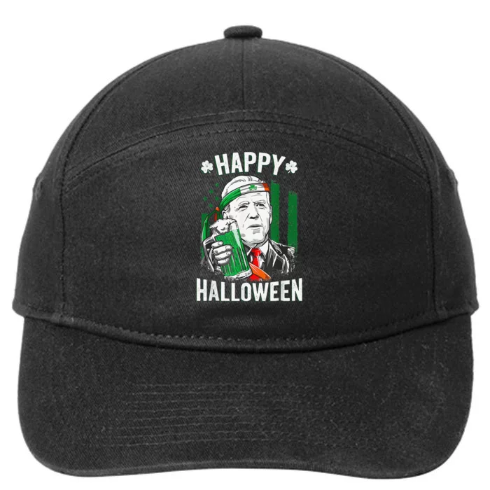 Funny Leprechaun Biden Happy Halloween For St Patrick's Day 7-Panel Snapback Hat