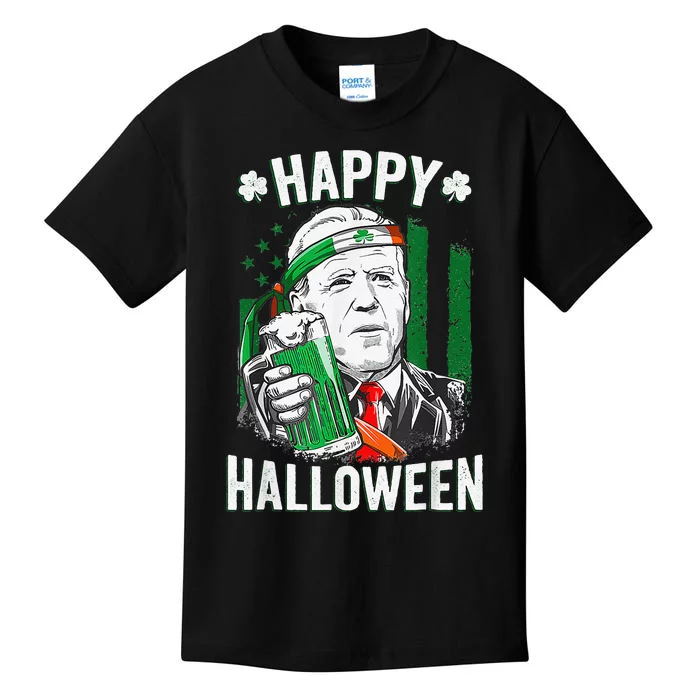 Funny Leprechaun Biden Happy Halloween For St Patrick's Day Kids T-Shirt