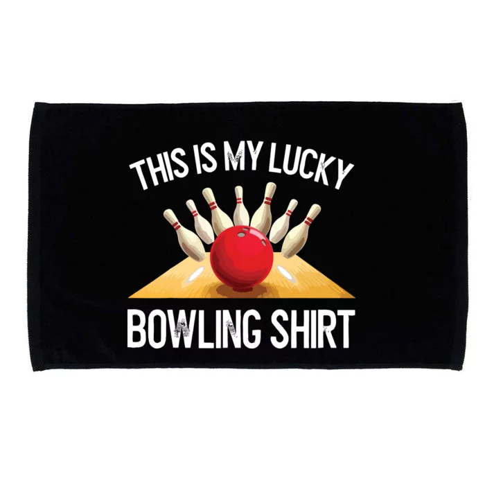 Funny LUCKY BOWLING Team Vintage Retro Gift Tee Microfiber Hand Towel