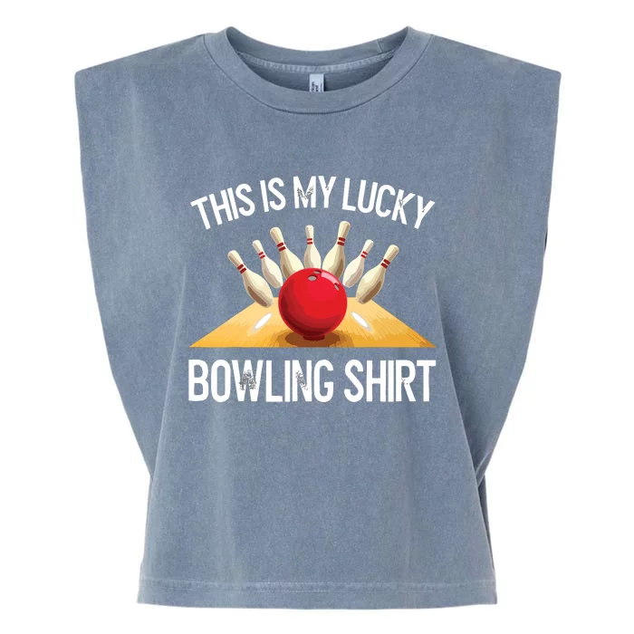 Funny LUCKY BOWLING Team Vintage Retro Gift Tee Garment-Dyed Women's Muscle Tee