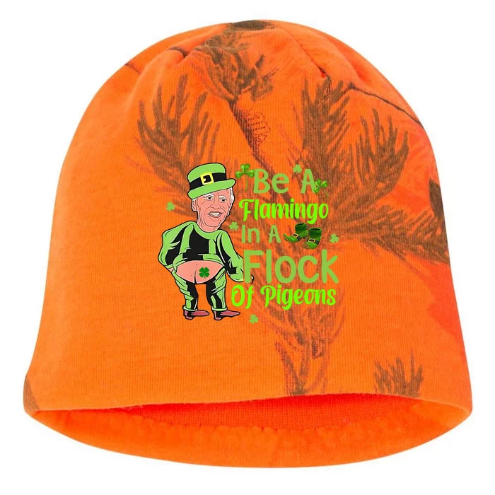 Funny Leprechaun Biden Be A Flamingo In A Flock Of Pigeons Kati - Camo Knit Beanie