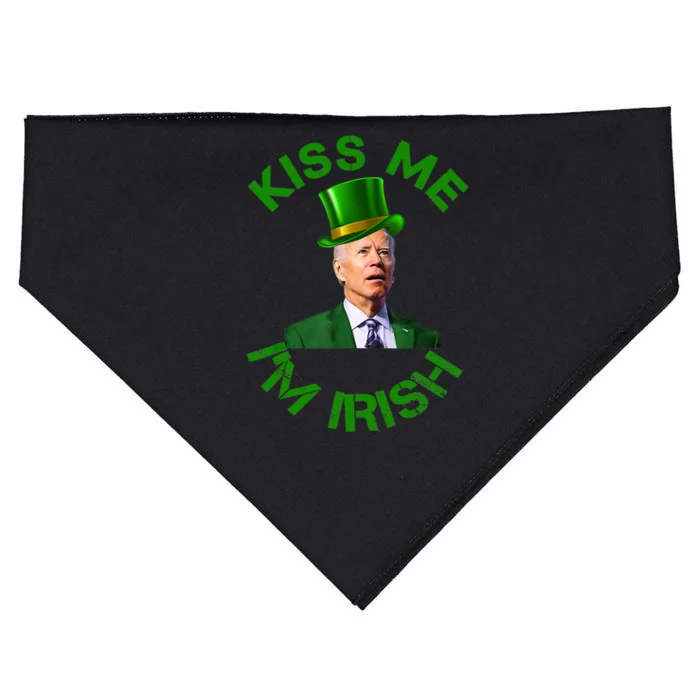 Funny Leprechaun Biden Kiss Me I'm Pretending To Be Irish USA-Made Doggie Bandana