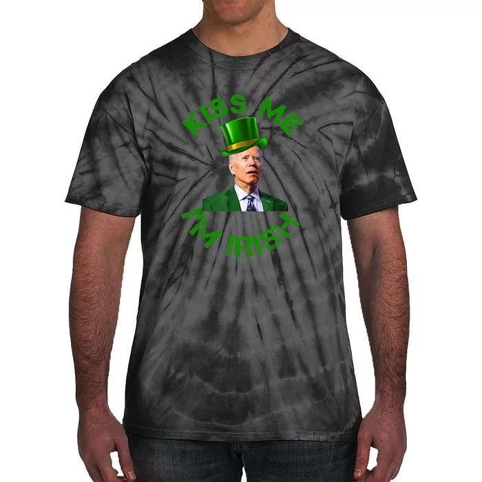 Funny Leprechaun Biden Kiss Me I'm Pretending To Be Irish Tie-Dye T-Shirt