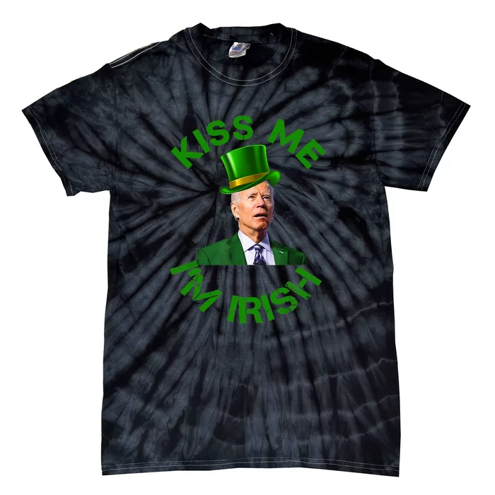 Funny Leprechaun Biden Kiss Me I'm Pretending To Be Irish Tie-Dye T-Shirt