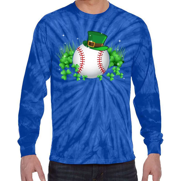 Funny Leprechaun Baseball Players Catchers St Patrick's Day Gift Tie-Dye Long Sleeve Shirt