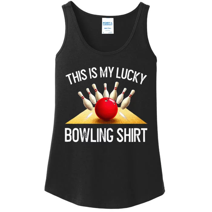 Funny LUCKY BOWLING Team Vintage Retro Gift Ladies Essential Tank