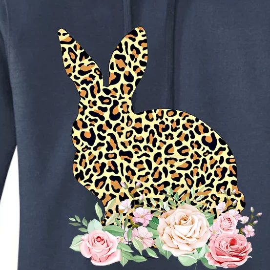 Funny Leopard Bunny Flowers Happy Easter Day Gift Women's Pullover Hoodie