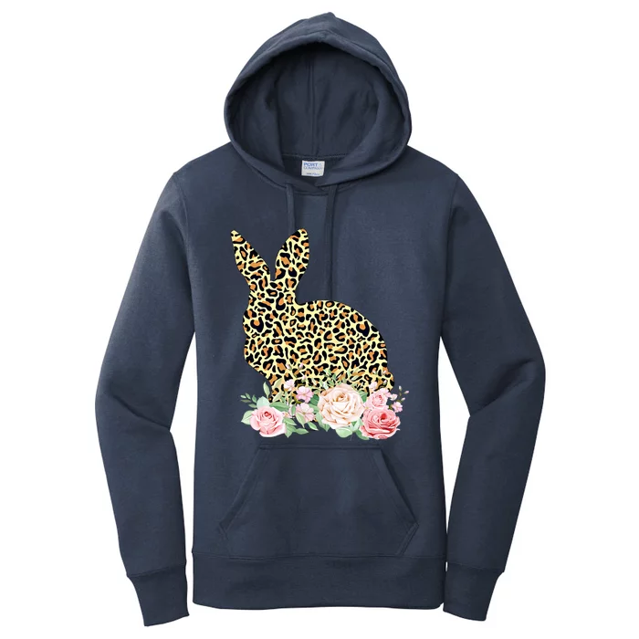 Funny Leopard Bunny Flowers Happy Easter Day Gift Women's Pullover Hoodie