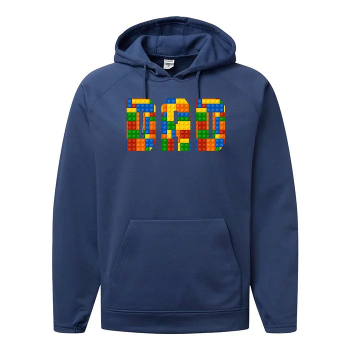 Funny Lego Builder Dad Performance Fleece Hoodie