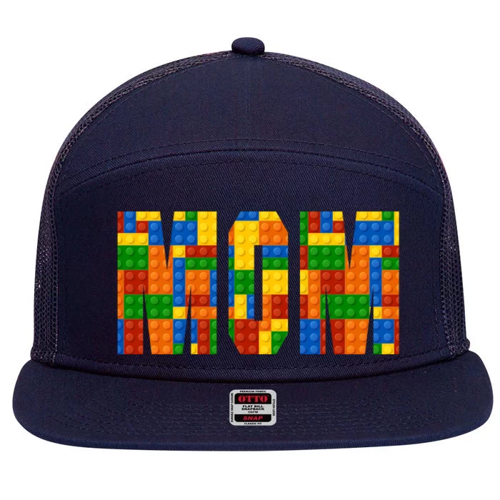 Funny Lego Builder Mom 7 Panel Mesh Trucker Snapback Hat