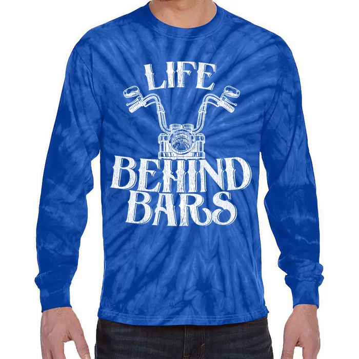 Funny Life Behind Bars Distressed Motorcycle Great Gift Tie-Dye Long Sleeve Shirt