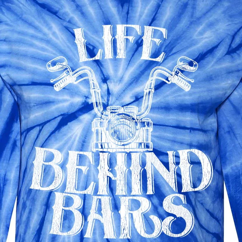 Funny Life Behind Bars Distressed Motorcycle Great Gift Tie-Dye Long Sleeve Shirt