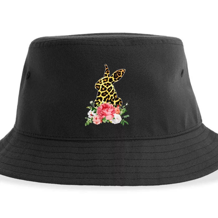 Floral Leopard Bunny Funny easter day rabbit Sustainable Bucket Hat