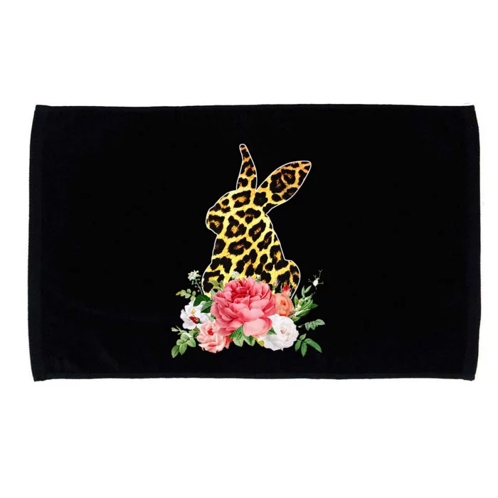 Floral Leopard Bunny Funny easter day rabbit Microfiber Hand Towel