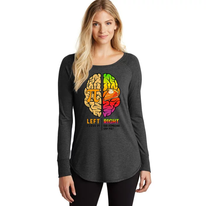 Funny Left Brain Right Brain Pi Day For Math Student Teacher Women's Perfect Tri Tunic Long Sleeve Shirt