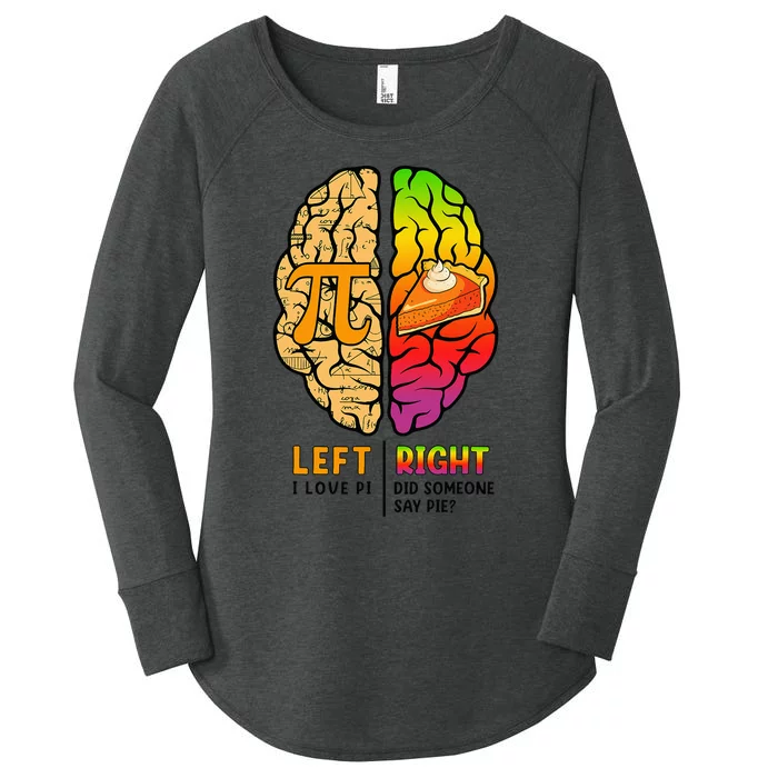 Funny Left Brain Right Brain Pi Day For Math Student Teacher Women's Perfect Tri Tunic Long Sleeve Shirt