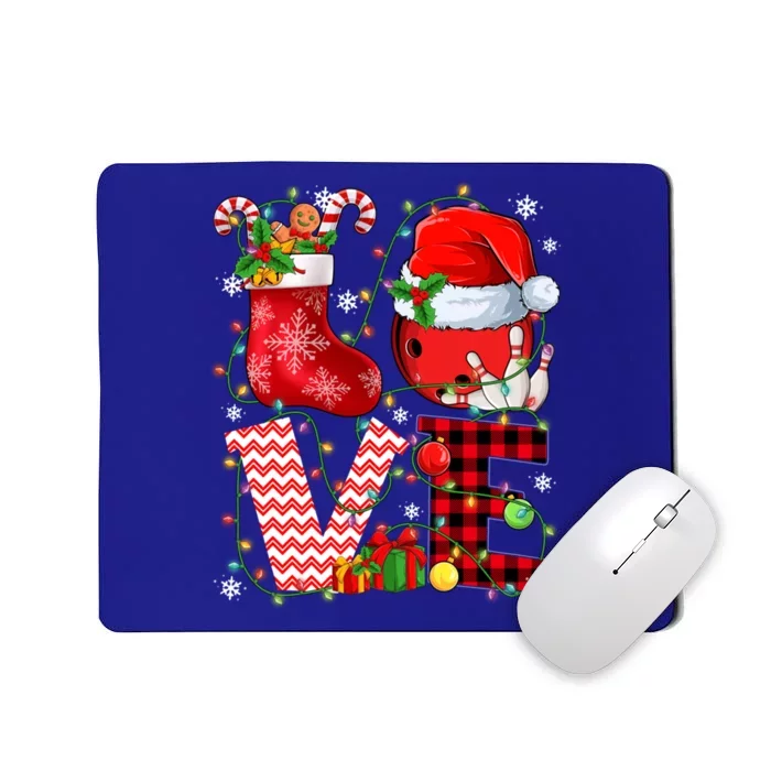 Funny Love Bowling Ball Santa Hat Christmas Lights Xmas Pjs Cool Gift Mousepad