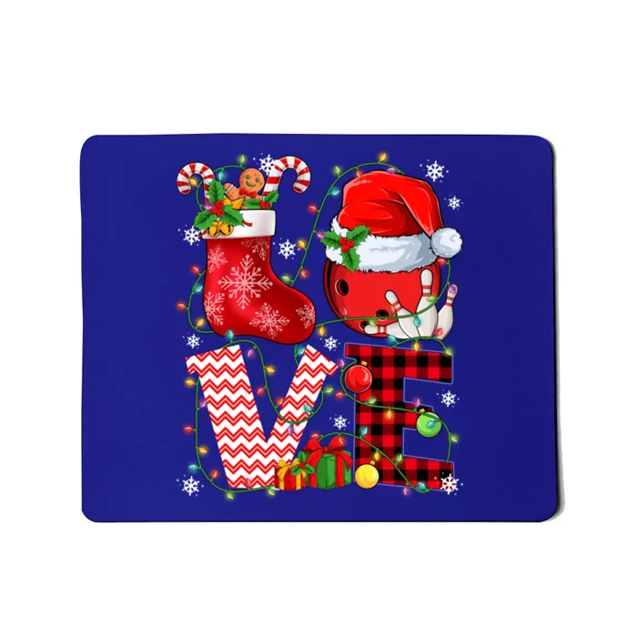 Funny Love Bowling Ball Santa Hat Christmas Lights Xmas Pjs Cool Gift Mousepad