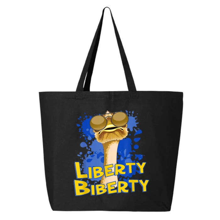 Funny Liberty Biberty Ostrich Sunglasses Humor Blue 25L Jumbo Tote