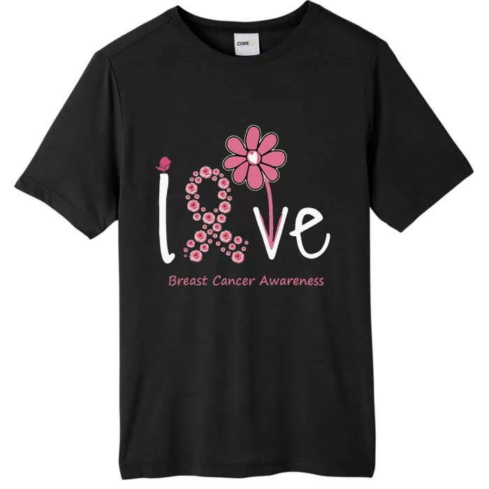 funny Love Breast Cancer Pink Ribbon Floral ChromaSoft Performance T-Shirt