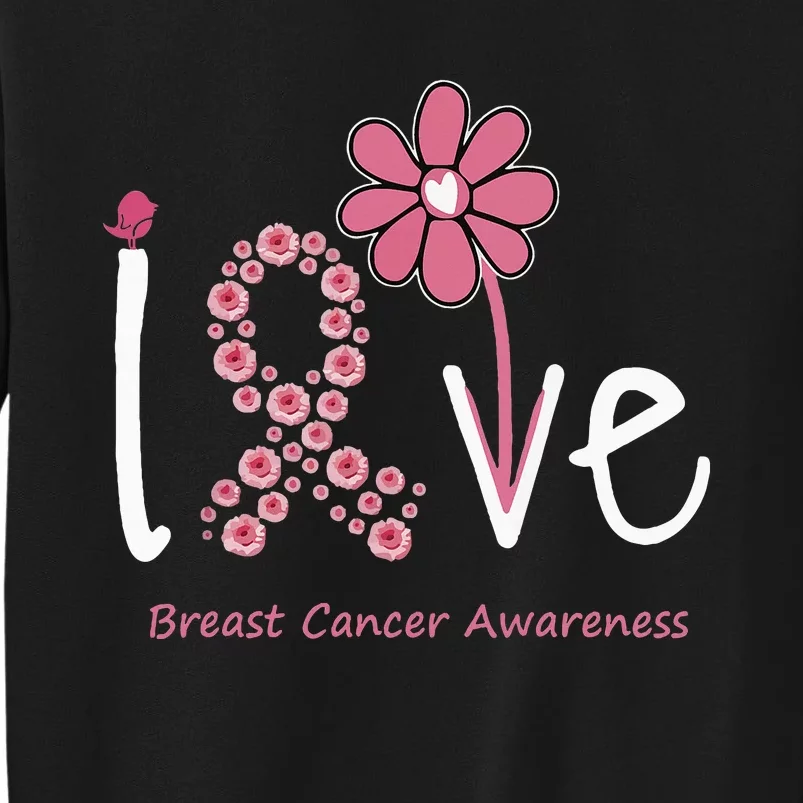 funny Love Breast Cancer Pink Ribbon Floral Tall Sweatshirt