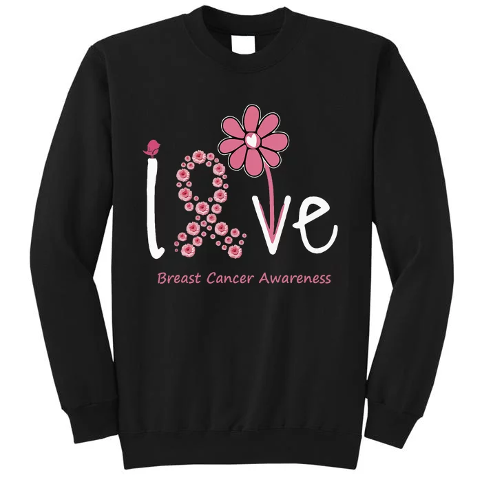 funny Love Breast Cancer Pink Ribbon Floral Tall Sweatshirt