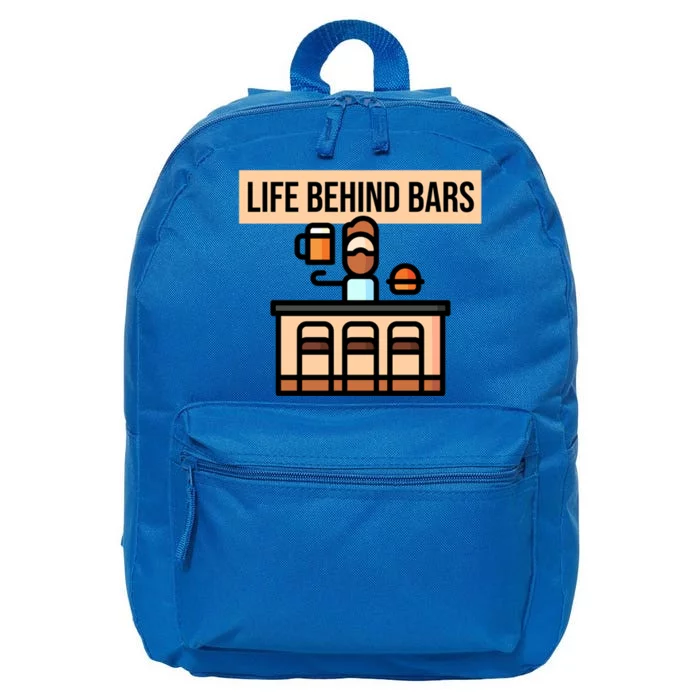 Funny Life Behind Bars Gift Bartender Gift 16 in Basic Backpack