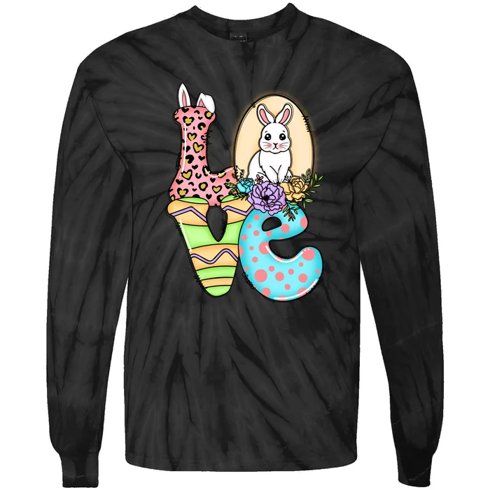 Funny Love Bunny Floral Easter Day Leopard Tie-Dye Long Sleeve Shirt