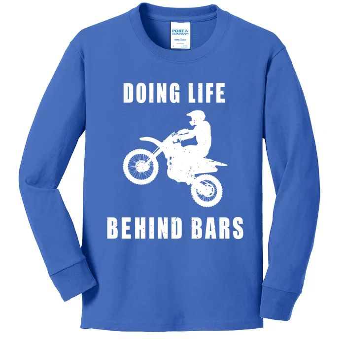 Funny Life Behind Bars Motocross Gift Funny Gift Kids Long Sleeve Shirt