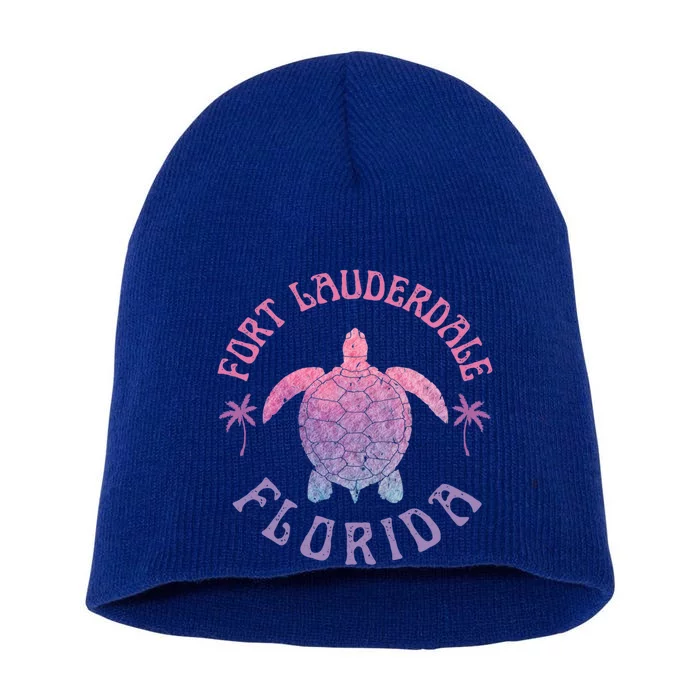 Fort Lauderdale Beach Florida Sea Turtle Summer Vacation Gift Short Acrylic Beanie