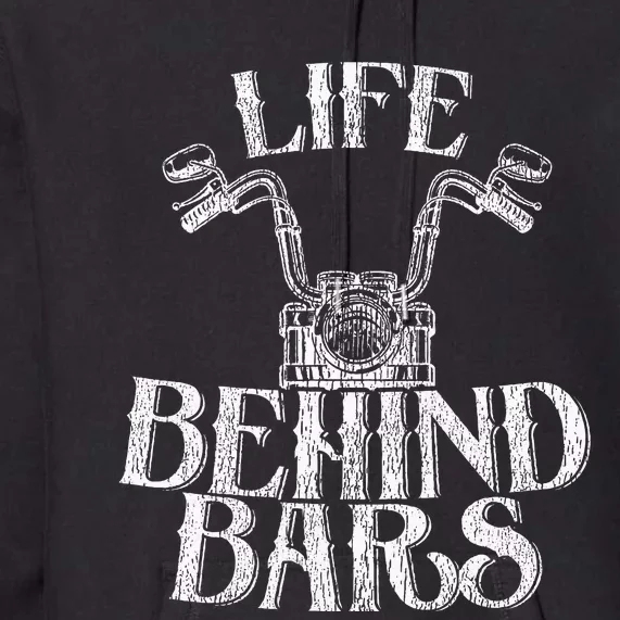 Funny Life Behind Bars Distressed Motorcycle Premium Hoodie