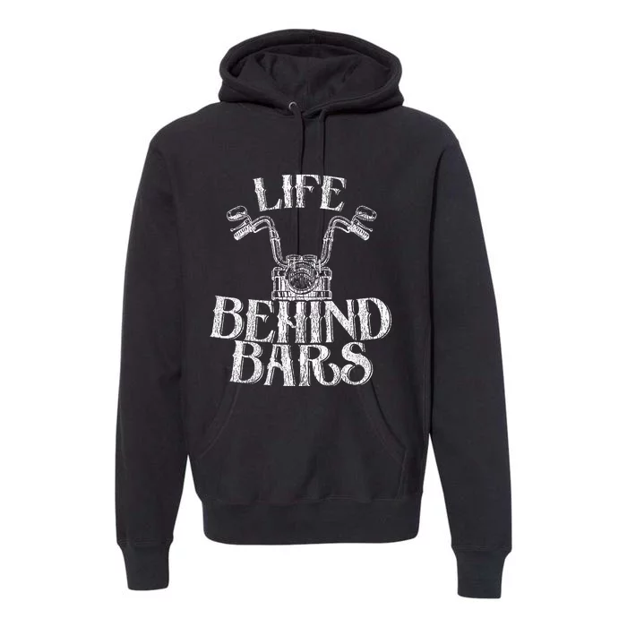 Funny Life Behind Bars Distressed Motorcycle Premium Hoodie