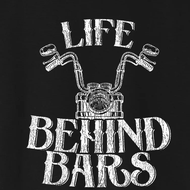 Funny Life Behind Bars Distressed Motorcycle Women's Crop Top Tee