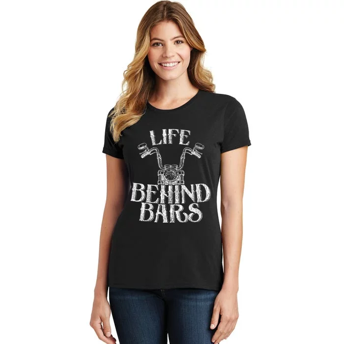 Funny Life Behind Bars Distressed Motorcycle Women's T-Shirt