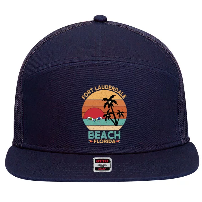 Fort Lauderdale Beach Florida Sunset 7 Panel Mesh Trucker Snapback Hat