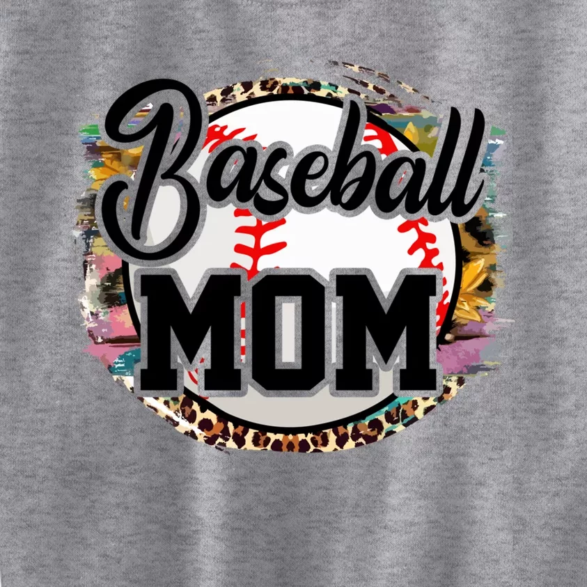 Funny Leopard Baseball Mom Life Funny Gift Game Day Vibes Great Gift Kids Sweatshirt